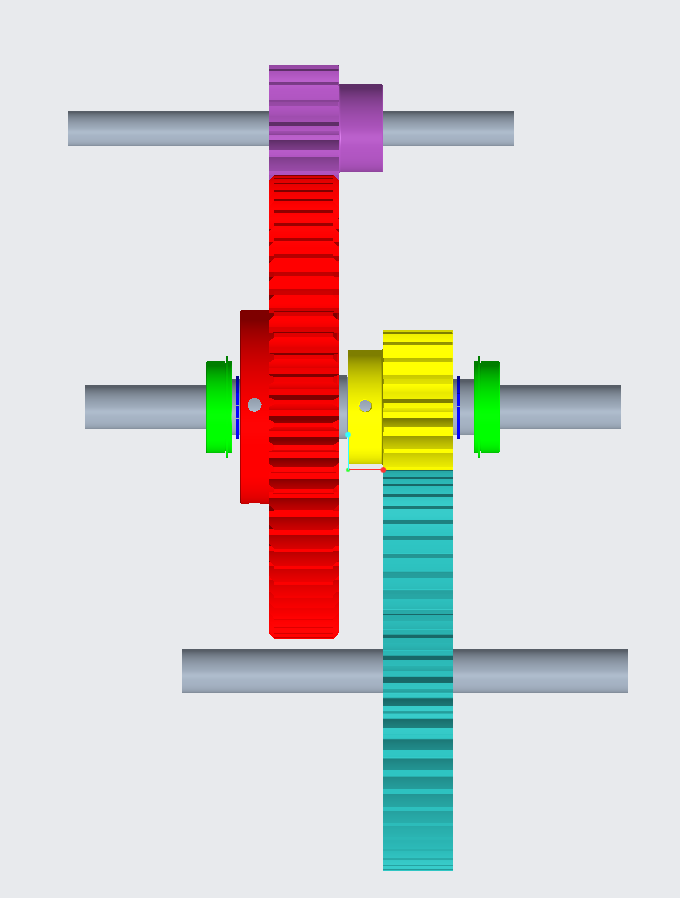 3D CAD assembly of the four-gear train