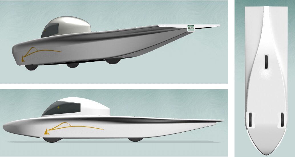 Side and top renders of the final aeroshell