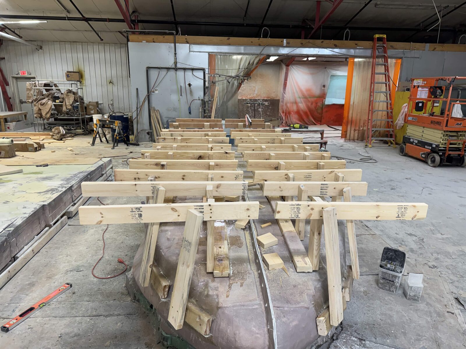 2x4 support frame bonded to the back of the mold